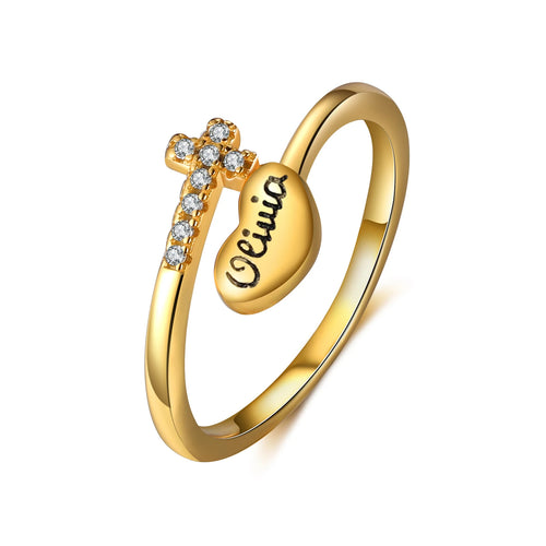 Anillos de Color dorado con nombre grabado personalizado para mujer