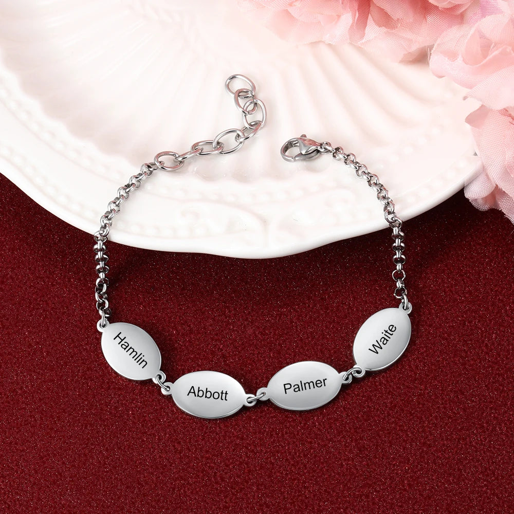 Pulsera de la amistad de acero inoxidable con diseño ovalado personalizado para parejas