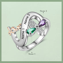 Load image into Gallery viewer, Anillos personalizados de amor y flor para mujer, joyería con grabado de 2-4 nombres