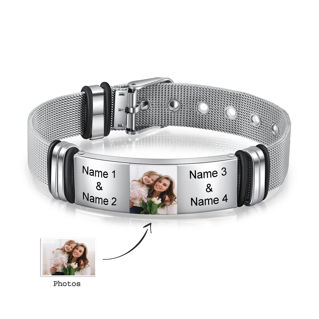 Pulsera de cadena ajustable con foto personalizada para hombre