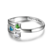 Load image into Gallery viewer, Anillos de plata de ley 925 con grabado de nombre de familia para mujer