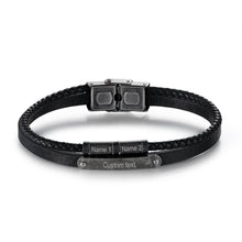 Load image into Gallery viewer, Pulsera de cuero con grabado de nombre personalizado para hombre