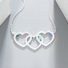 Load image into Gallery viewer, Collar personalizado de corazones entrelazados con 3 piedras de nacimiento