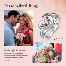 Load image into Gallery viewer, Anillo de corazón de amor personalizado con 2-5 piedras de nacimiento familiares