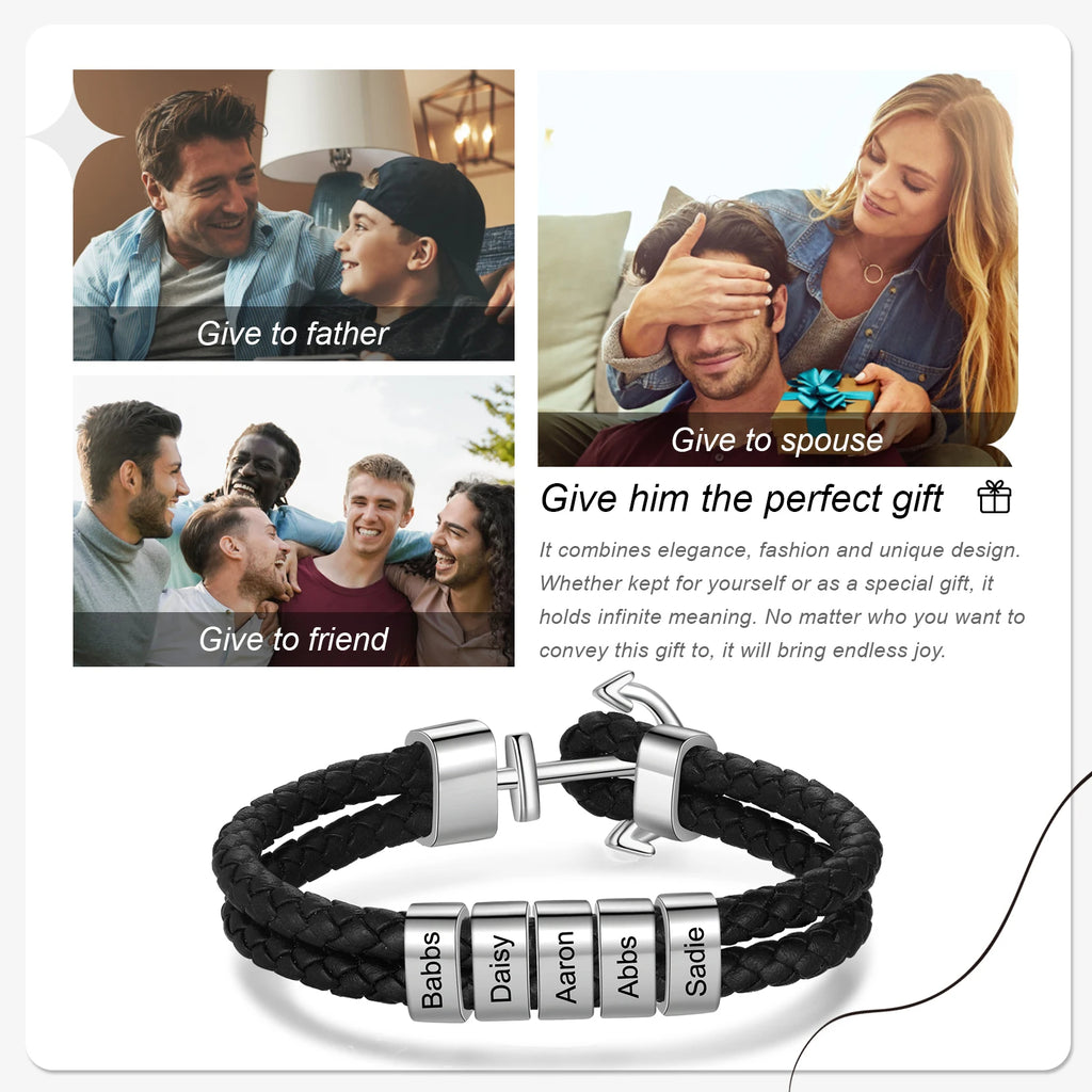 Pulsera de cuentas personalizable para hombre