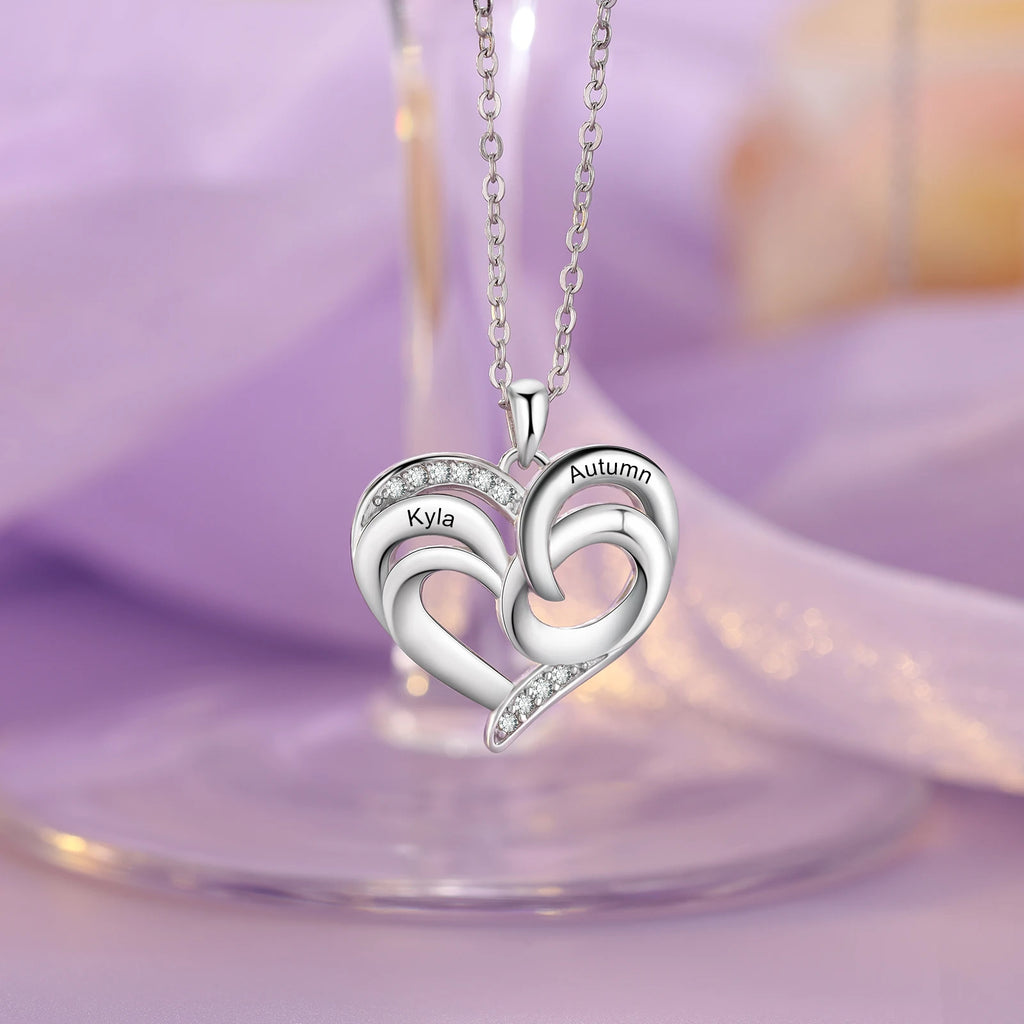 Collares de corazón con grabado personalizado para madre