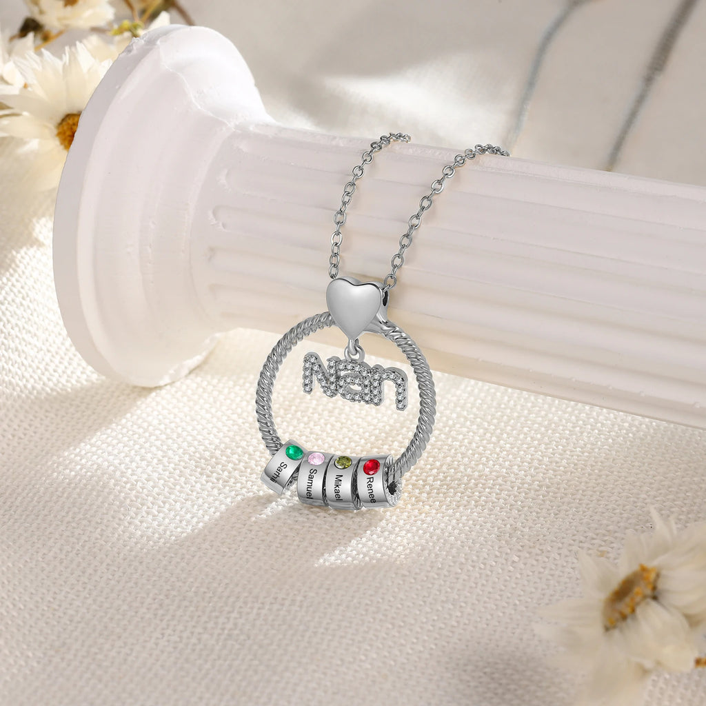 Collar de círculo Nan personalizado con 1-8 piedra natal