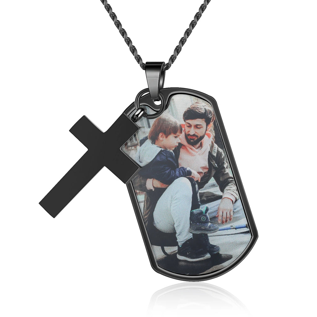 Collar de Etiqueta de perro con foto personalizada para hombres