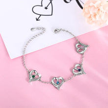 Load image into Gallery viewer, Pulseras personalizadas de varios corazones con piedra natal