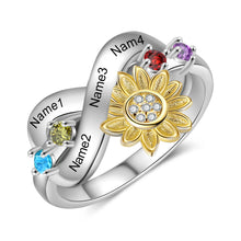 Load image into Gallery viewer, Anillos delicados personalizados con nombre de girasol para mujer