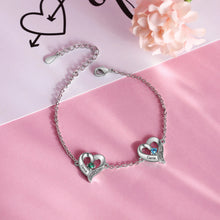 Load image into Gallery viewer, Pulseras personalizadas de varios corazones con piedra natal