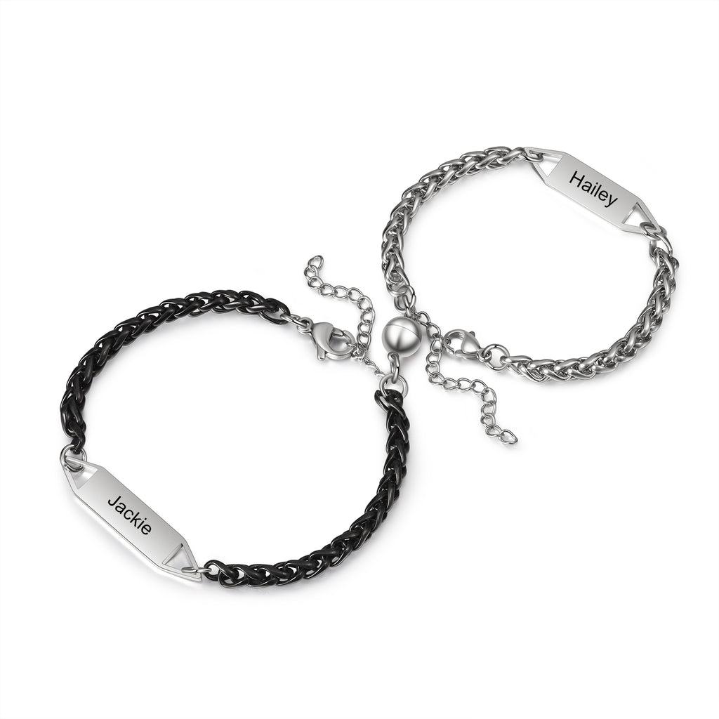 Pulsera magnética personalizada de acero inoxidable para parejas