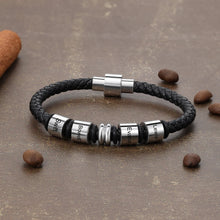 Load image into Gallery viewer, Pulseras de cuero negro personalizadas para hombre