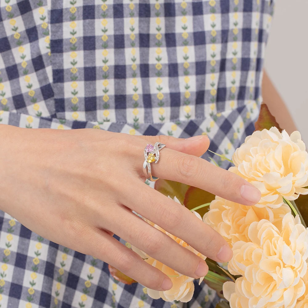 Anillo de Plata de Ley 925 personalizado con nombre de pareja