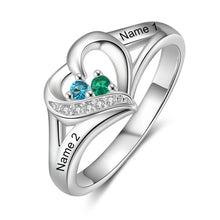 Load image into Gallery viewer, Anillo de corazón de amor personalizado con 2-5 piedras de nacimiento familiares