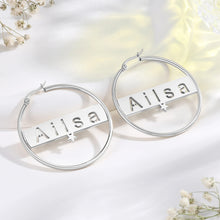 Load image into Gallery viewer, pendientes de acero inoxidable con placa con nombre personalizada para mujer