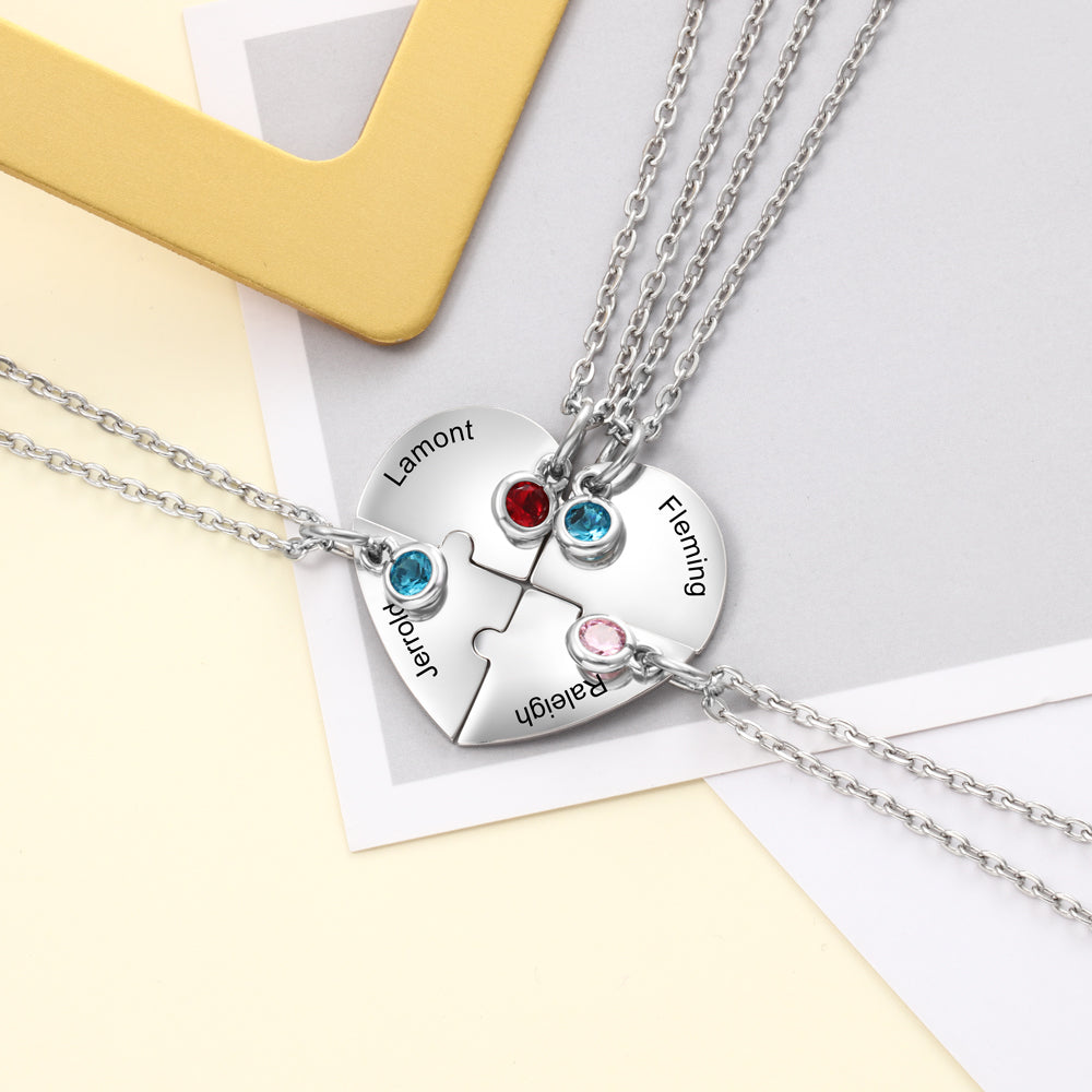 Collar de la Amistad en forma de corazón de acero inoxidable personalizado con piedra natal