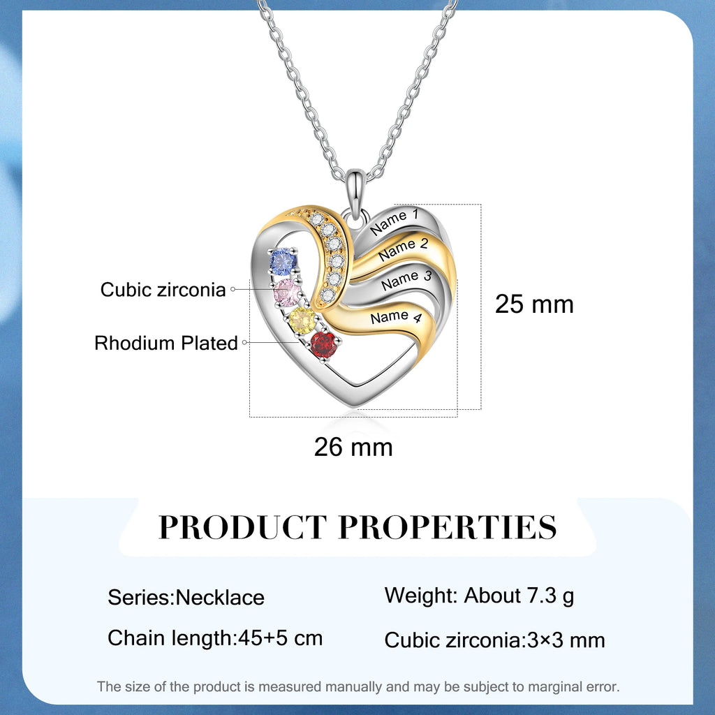 Collar con colgante de corazón de amor personalizado para mujer