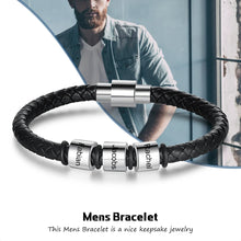 Load image into Gallery viewer, Pulseras de cuero negro personalizadas para hombre