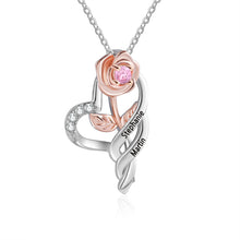 Load image into Gallery viewer, Colgante de flor de Rosa personalizada con piedra natal