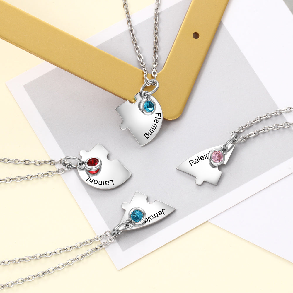 Collar de la Amistad en forma de corazón de acero inoxidable personalizado con piedra natal