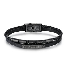 Load image into Gallery viewer, Pulsera de cuero con grabado de nombre personalizado para hombre