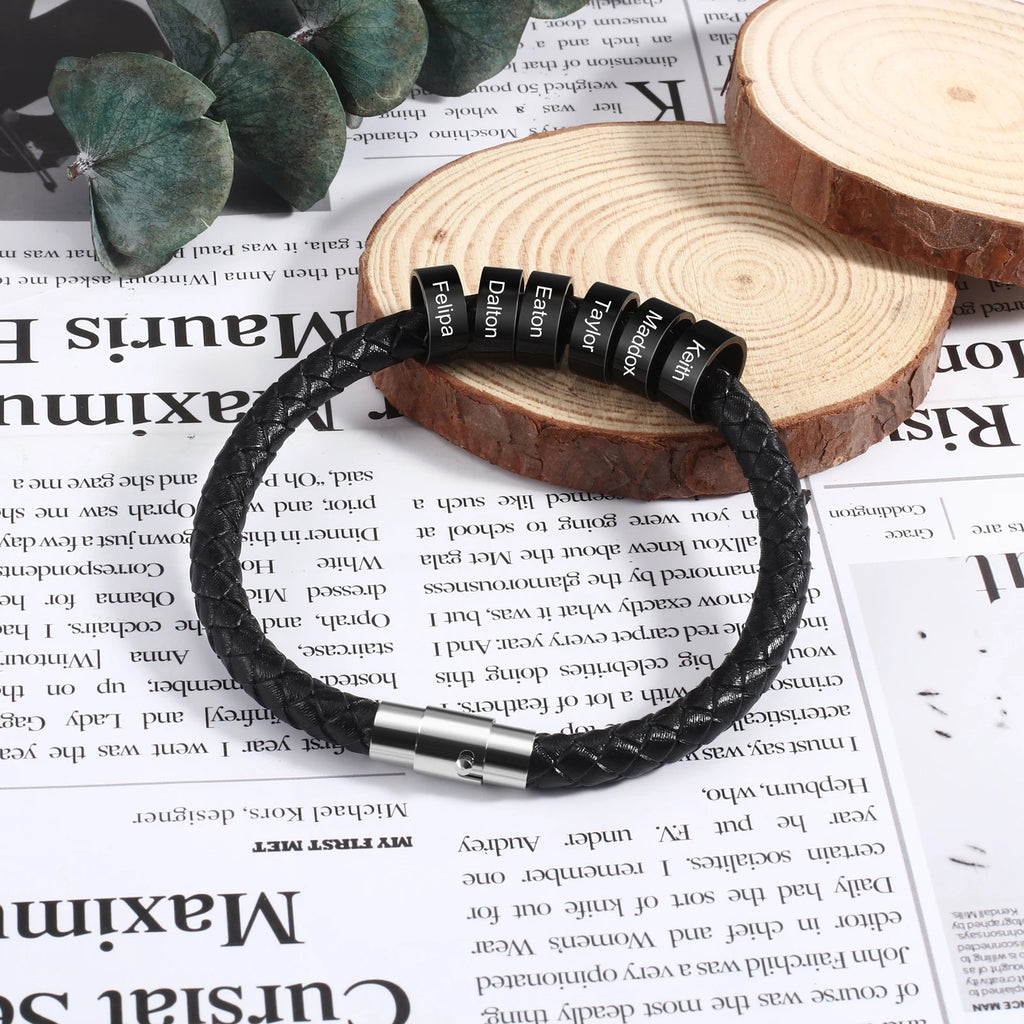 Pulsera de cuero personalizada para hombre