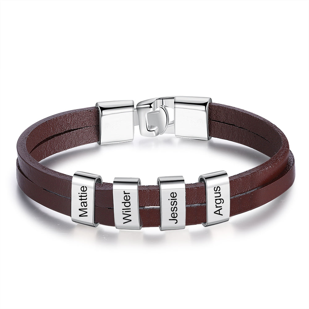 Pulsera de cuentas con grabado personalizado para hombre