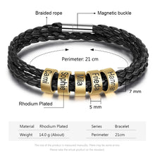 Cargar imagen en el visor de la galería, pulsera de cuero multicapa personalizada para hombre