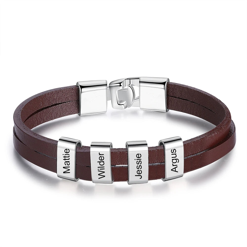 Pulsera de cuentas con grabado personalizado para hombre