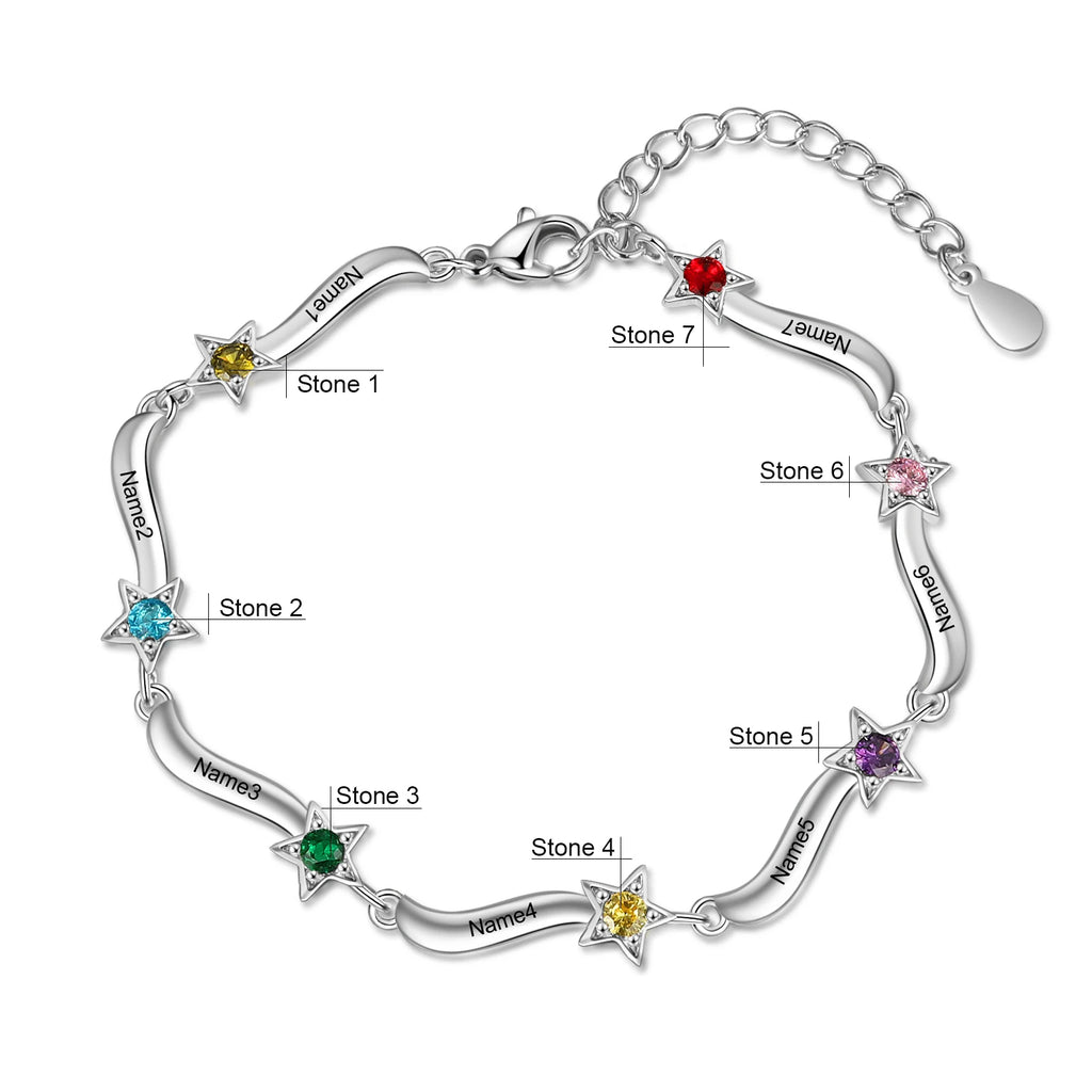 pulsera personalizada con grabado de 2-7 nombres para madres