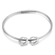 Load image into Gallery viewer, Pulseras con dijes de corazón grabado personalizado para mujer