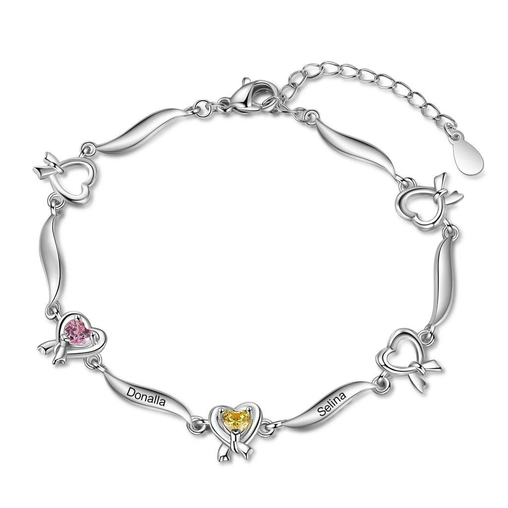 Pulsera personalizada con nudo de corazón