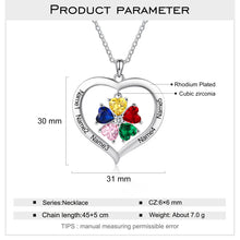 Load image into Gallery viewer, collar de corazón personalizado con grabado de 1-8 nombres