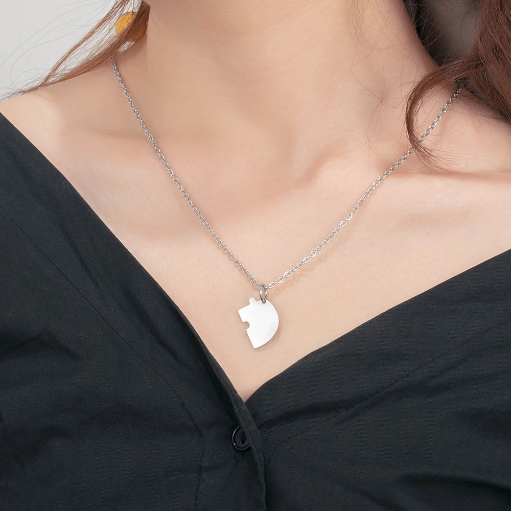 Collar de la Amistad en forma de corazón de acero inoxidable personalizado con piedra natal