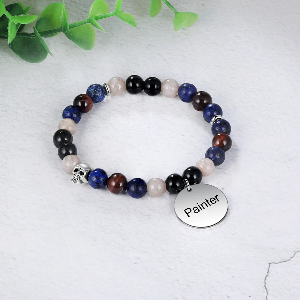 pulsera personalizada de acero inoxidable con disco redondo para hombre