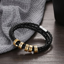 Cargar imagen en el visor de la galería, pulsera de cuero multicapa personalizada para hombre
