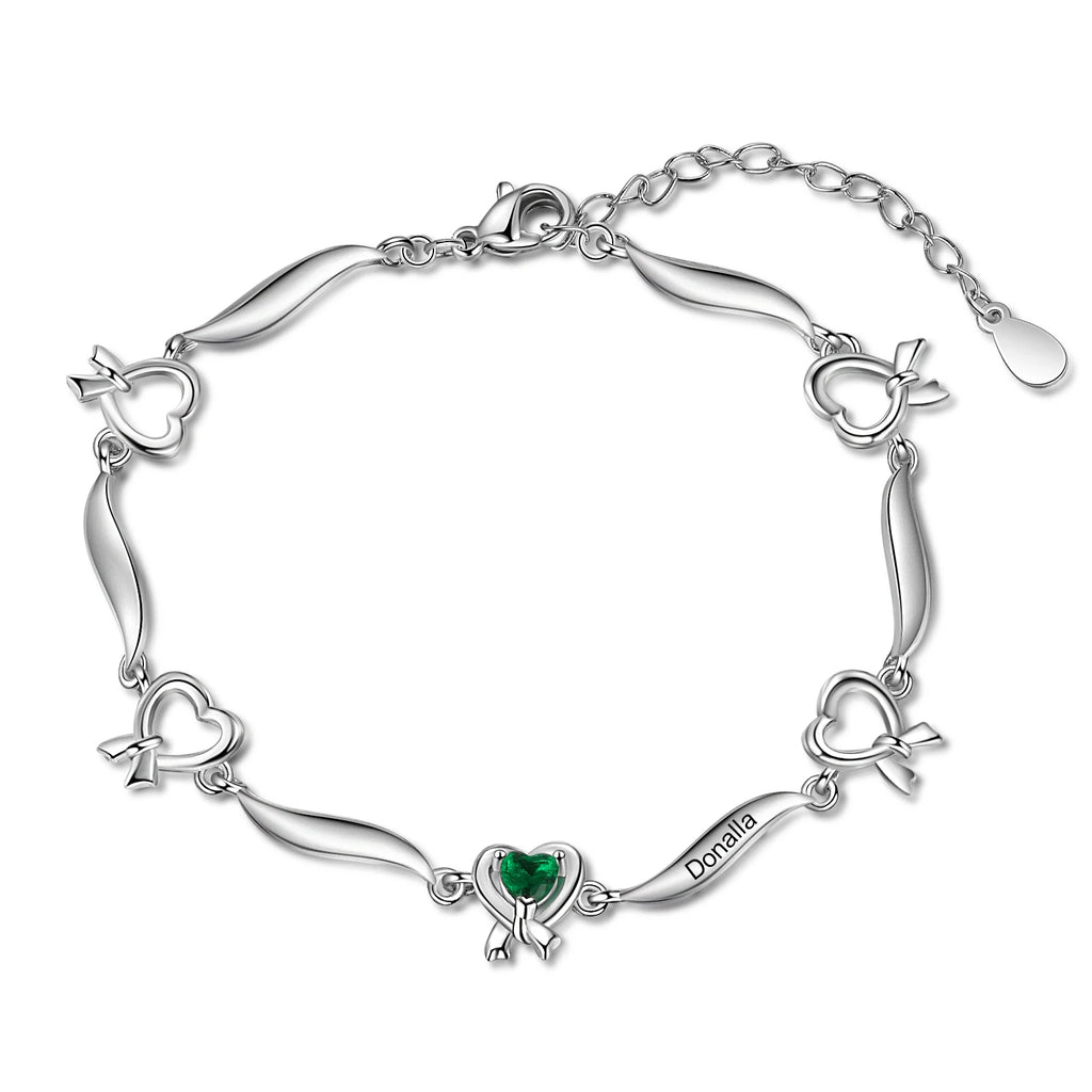 Pulsera personalizada con nudo de corazón