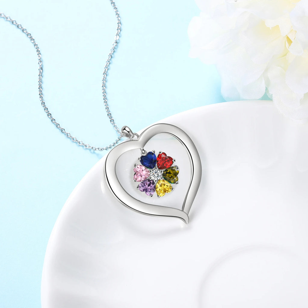 collar de corazón personalizado con grabado de 1-8 nombres