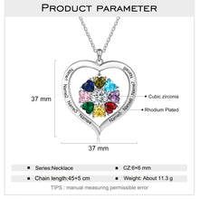 Load image into Gallery viewer, collar de corazón personalizado con grabado de 1-8 nombres