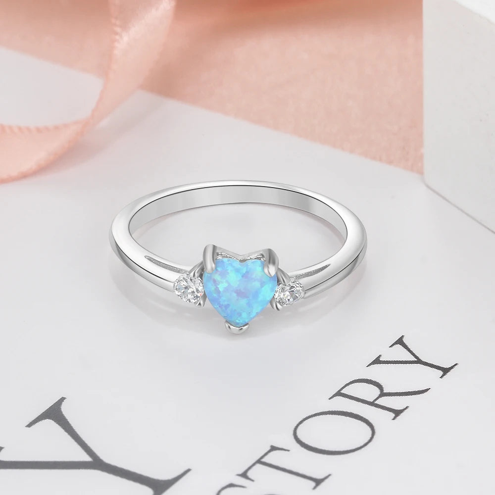 Anillo romántico de plata con forma de corazón para mujer