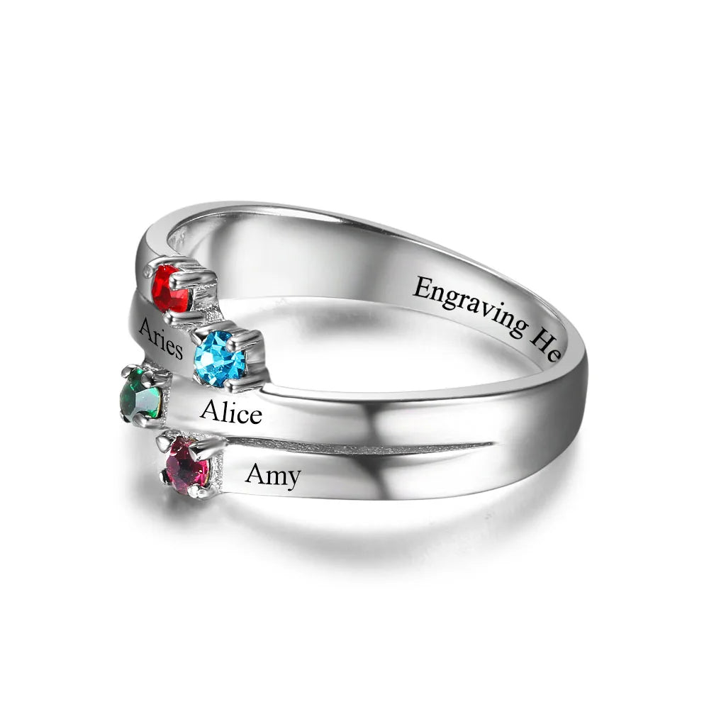 Anillo de aniversario familiar para grabar nombres, personalizado