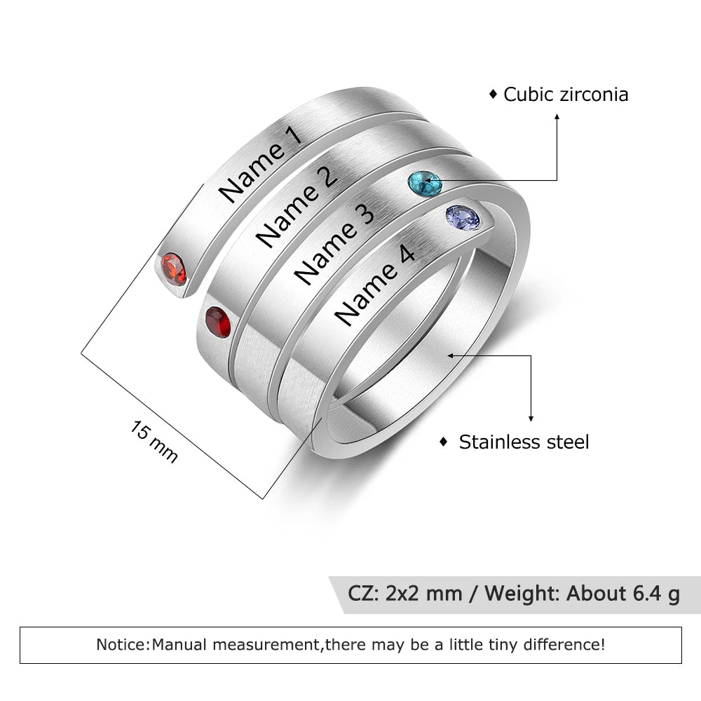 Anillos apilables de acero inoxidable personalizados para mujer