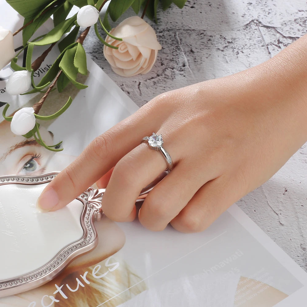 Anillo de boda clásico para mujer, joyería de aniversario con nombre grabado