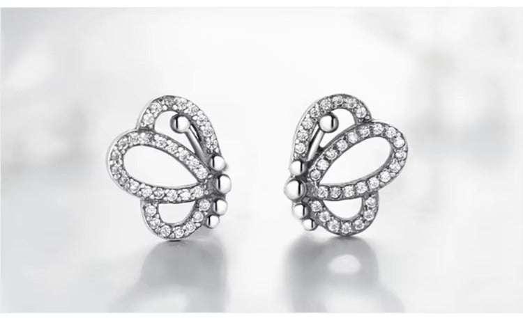 pendientes de tuerca de mariposa para mujer, joyería de marca de Plata de Ley 925