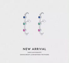 Load image into Gallery viewer, pendientes de plata esterlina 2021 para mujer y niña, aretes de cristal de colores del Arcoíris
