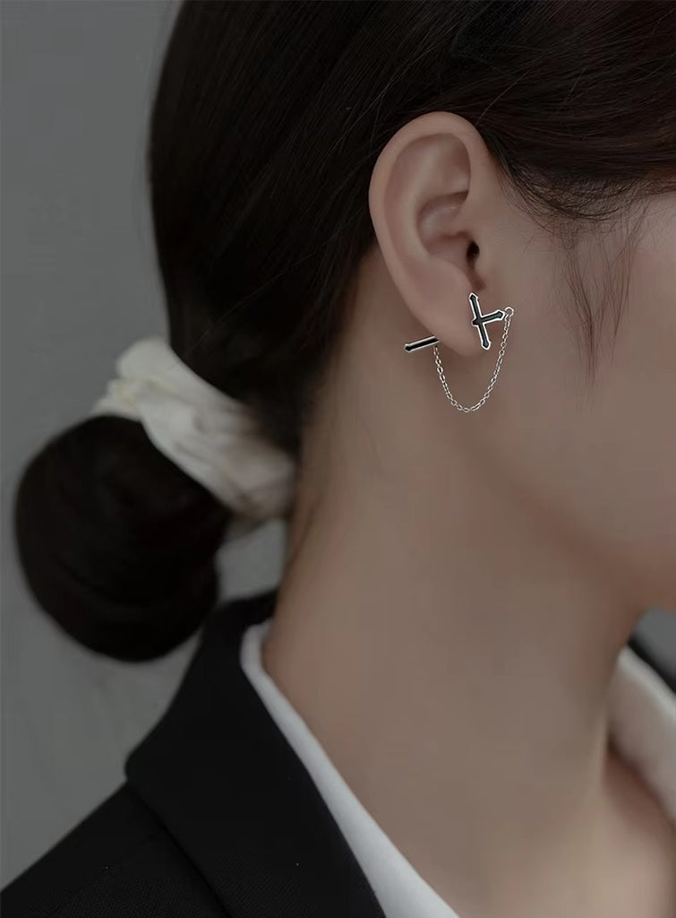 pendientes de plata de ley 100% 925 para mujer y niña, joyería de esmalte negro