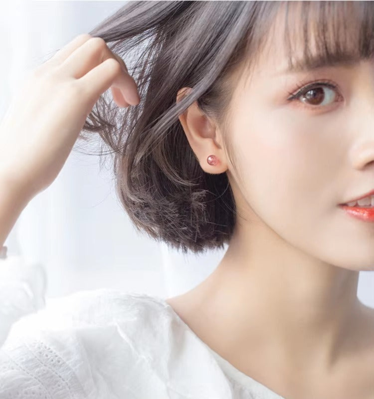 pendientes de plata de ley 925 para mujer, joyería de moda, pequeños pendientes de tuerca de cristal de fresa