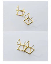 Load image into Gallery viewer, pendientes de plata de ley 925 con forma de cubo geométrico para mujer
