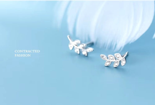 pendientes de plata de ley 925 para mujer, aretes con forma de rama de circón